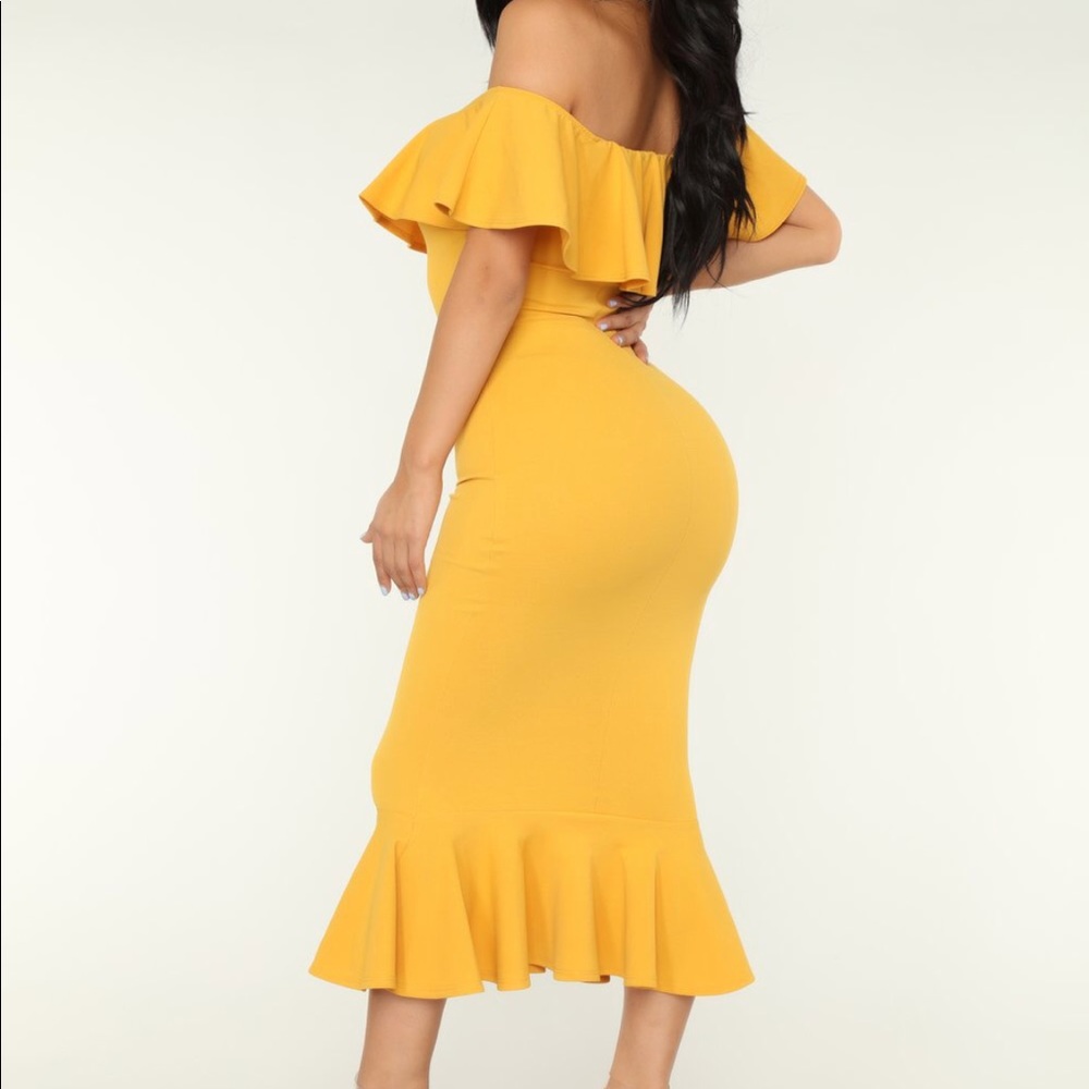 Moments Like This Ruffle Dress - Mustard Yellow